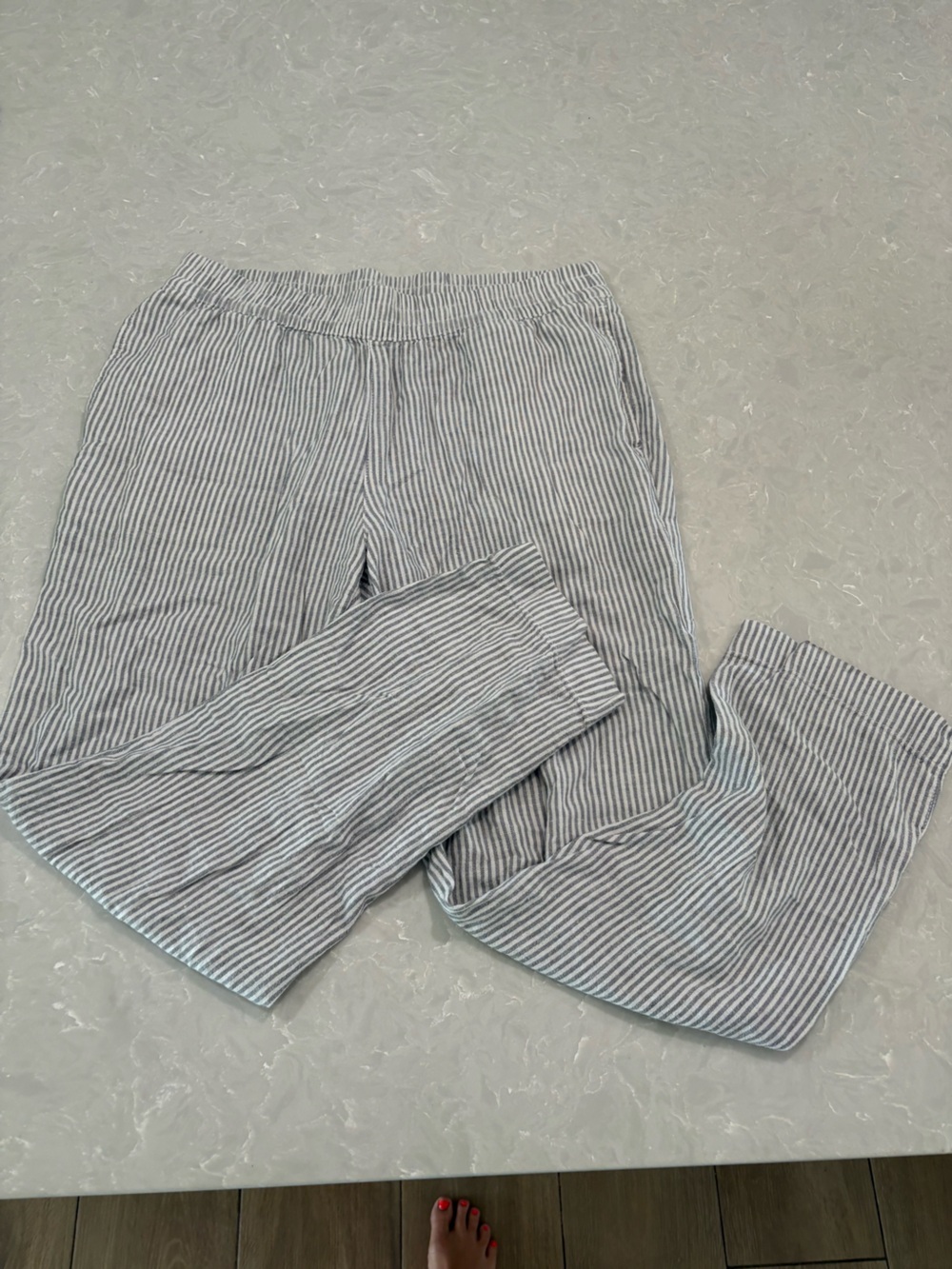 Old Navy Blue and White Striped Pull-On Pants
